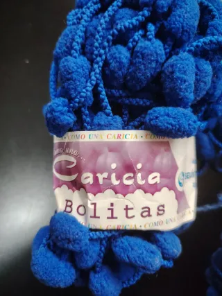 Lote 16 ovillos lana bolitas azul