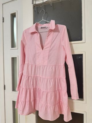 Vestido rosa Zara manga larga 