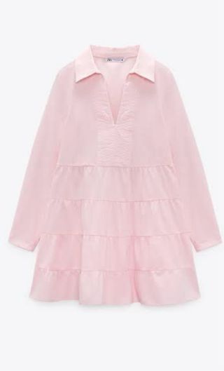 Vestido rosa Zara manga larga 