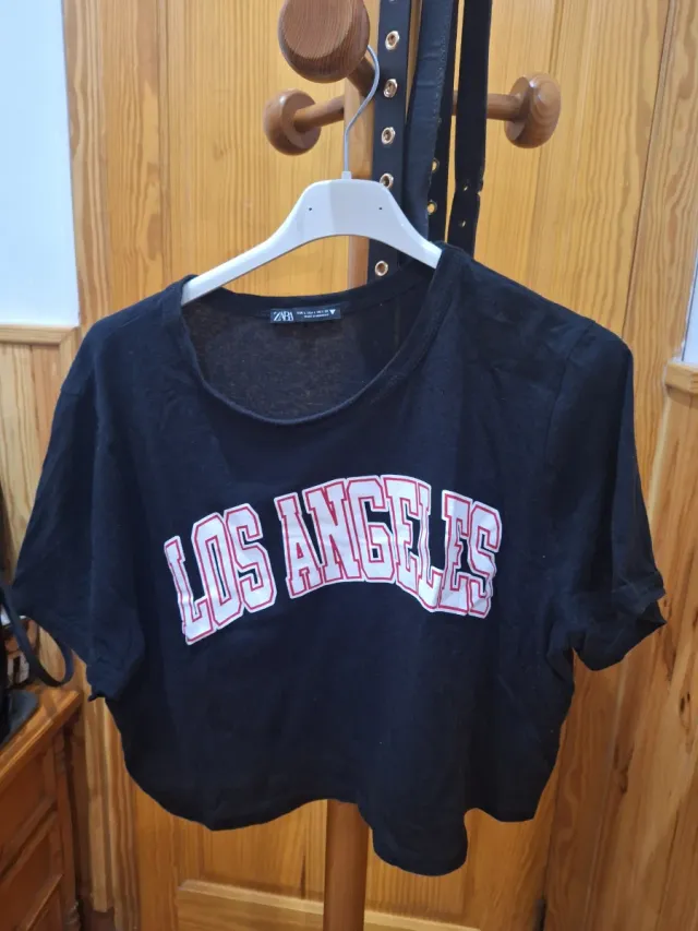 Camiseta Zara Los Angeles Negra Talla L