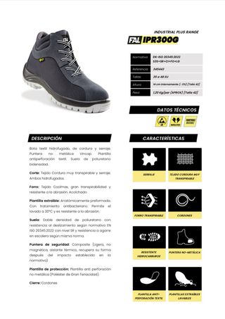 Botín Seguridad FAL IPR300 Negro/Gris