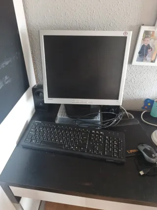 Monitor y Teclado Negro/Plateado