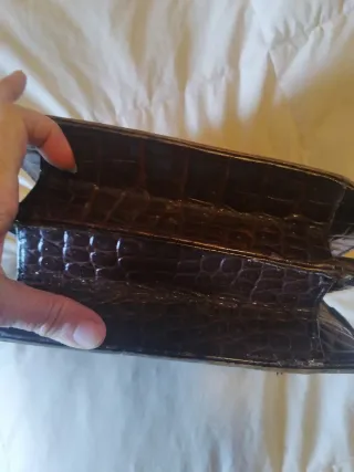 Bolso Piel Cocodrilo Vintage Marrón. 