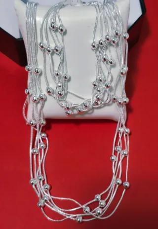 Collar y Pulsera Plata 925 de 45/50 cm / Bolas 