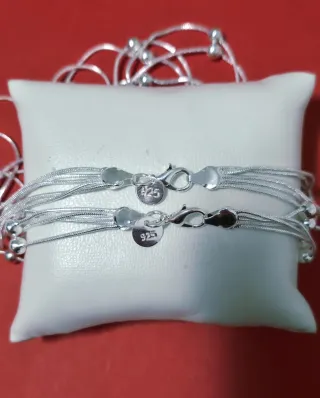 Collar y Pulsera Plata 925 de 45/50 cm / Bolas 