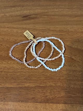 4 Braccialetti Elastici Perline Vetro Rosa