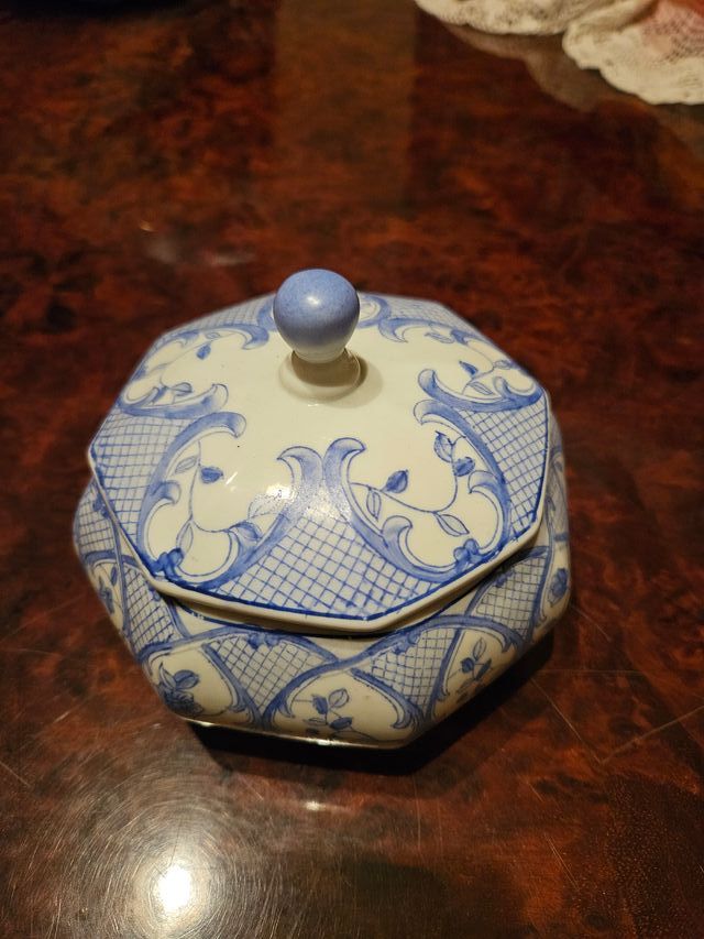 Portagioie Zuccheriera Ceramica Blu e Bianca