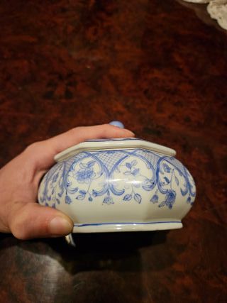 Portagioie Zuccheriera Ceramica Blu e Bianca