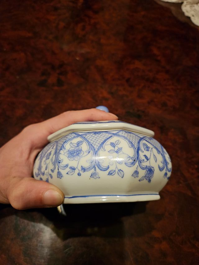 Portagioie Zuccheriera Ceramica Blu e Bianca