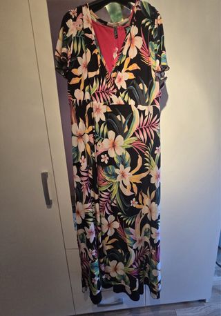 Vestido largo estampado flores