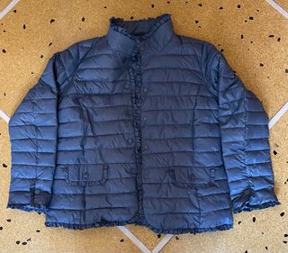 Giacca donna leggera blu con volant