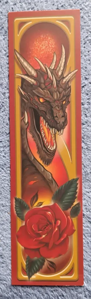 Marcapáginas dragón y rosa