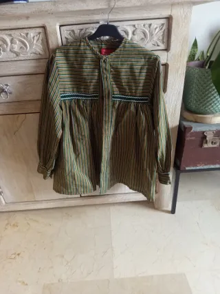 Blusón fallero rayas verde y amarillo