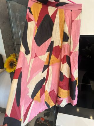 Falda larga estampada multicolor
