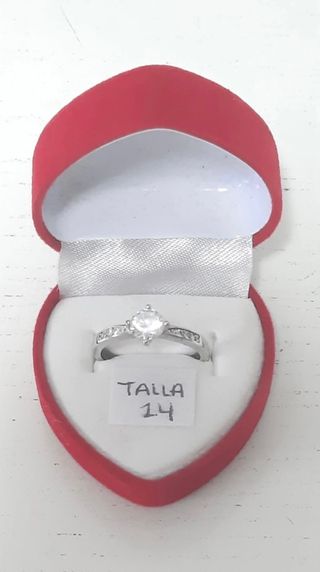 Anillo Plata de Ley 925 con circonita - Talla 14 