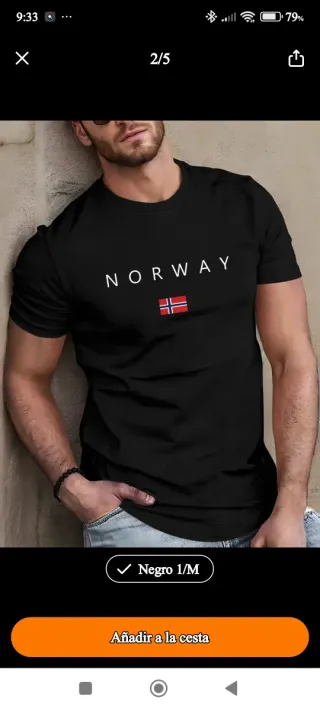 Camiseta Negra Noruega Talla M