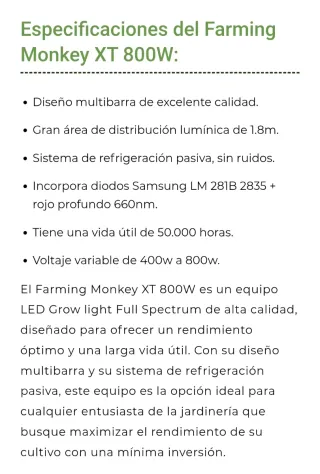 Foco LED 800W para cultivo indoor