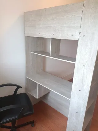 Litera con escritorio y estanterías