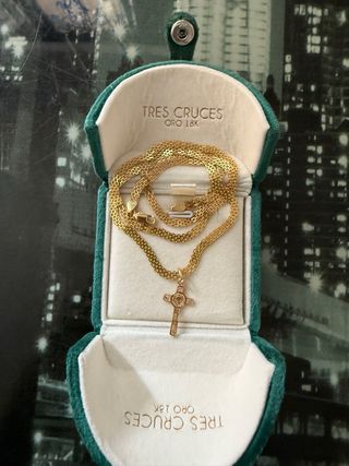 Cadena Oro 18K Tejido Chino Cruz