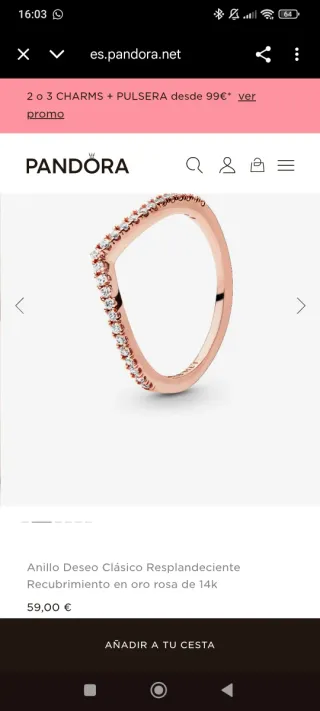 Anillo Pandora Deseo Clásico Resplandeciente