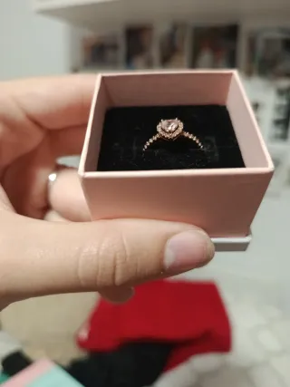 Anillo Pandora Corazón Brillante Rosa 14k