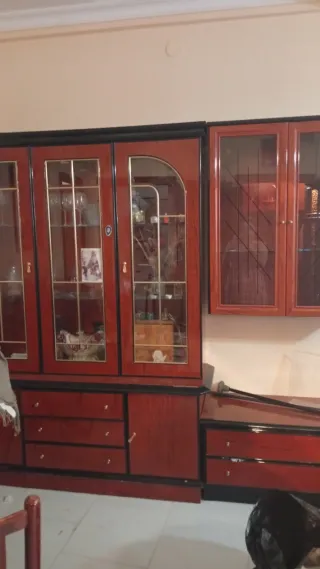 Vitrina Mueble Comedor Madera y Cristal