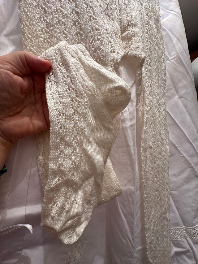 Medias Fallera Largas Encaje Blanco Talla Única