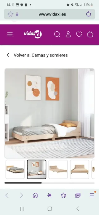 Cama madera pino Montessori 90x190 (2 unidades)