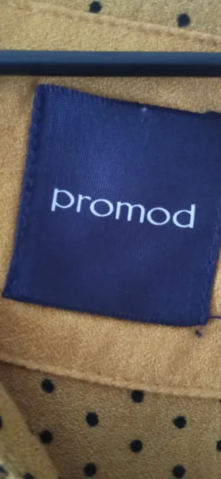 Camisa Promod ocre topos negros