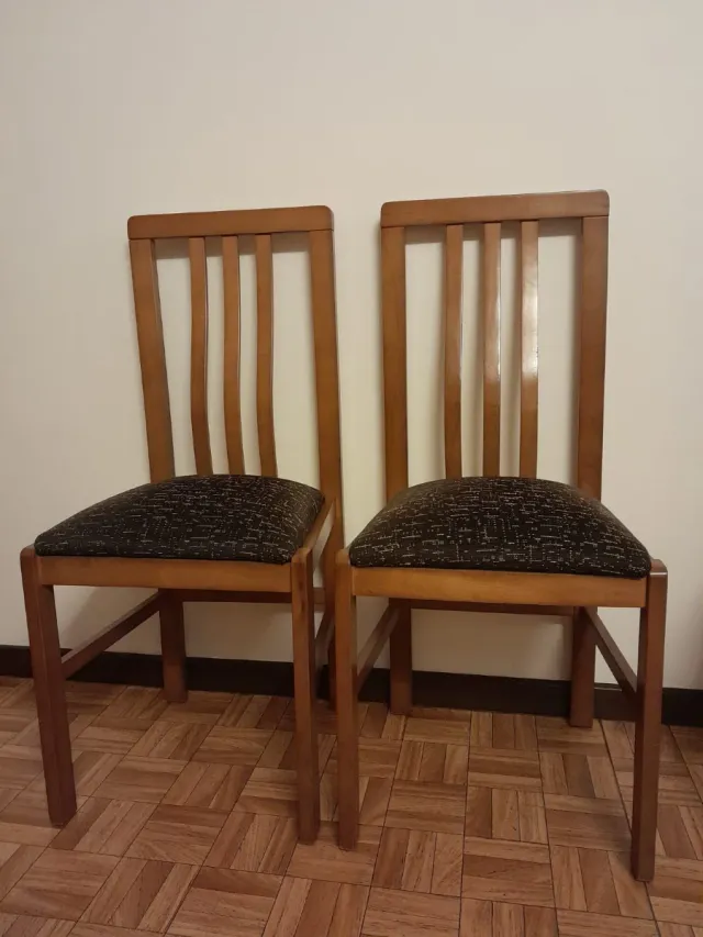 Juego 6 Sillas Madera y Tela