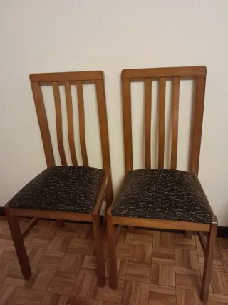 Juego 6 Sillas Madera y Tela