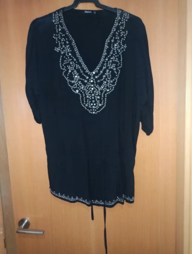 Camisa Blanco Talla Única Adornada