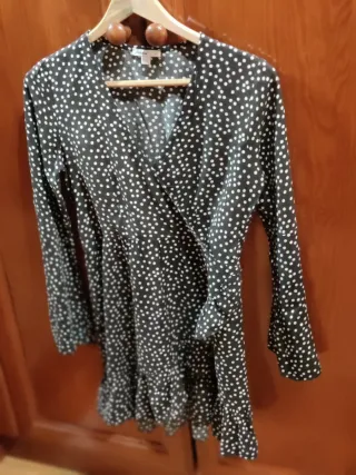 Vestido estampado lunares manga larga