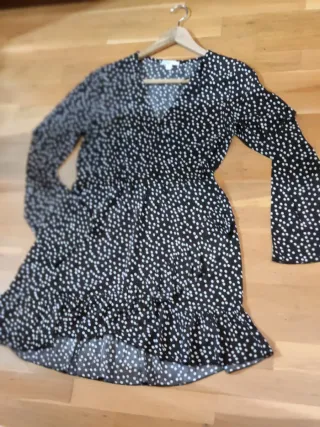 Vestido estampado lunares manga larga