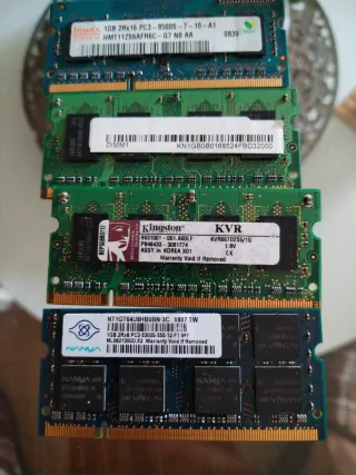 Memoria RAM portátil 1GB (Hynix, Kingston, Nanya)
