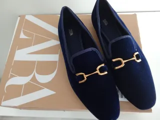 Zapatos Zara Terciopelo Azul