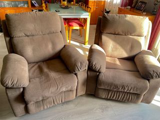 Poltrone reclinabili in tessuto marrone