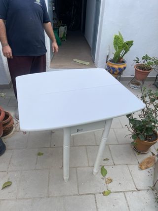 Mesa plegable madera blanca 