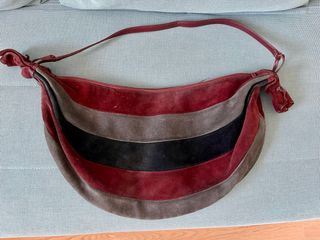 Bolso vintage de ante multicolor