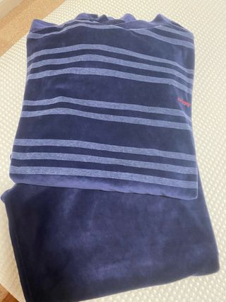 Pijama caballero azul rayas, aterciopelado