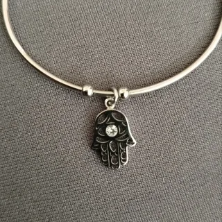 Pulsera Lotus Mano de Fátima Plata
