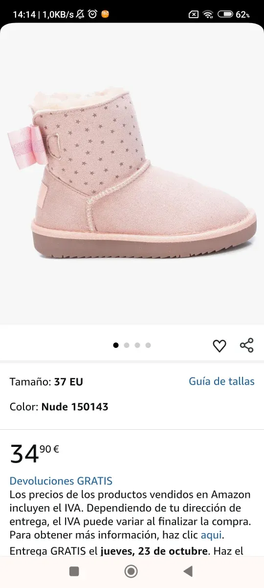 Marca X TI. Talla 32. Botas rosas con lazo y pelo