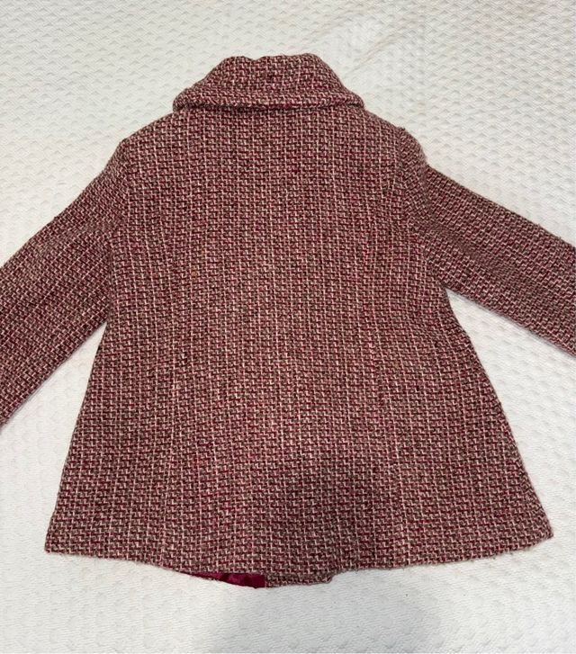 Abrigo Zara Lana Niña Rosa Granate
