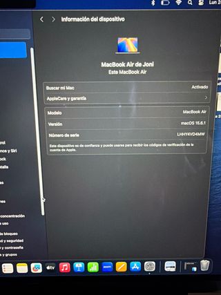 MacBook Air 13'6 2022 8GB RAM 256GB