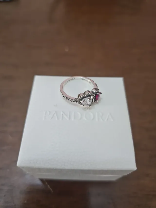 Anillo Pandora Doble Corazón Rosa y Blanco