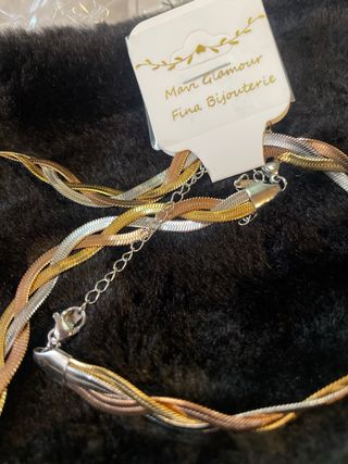 Conjunto italiano tricolor oro, plata, rosa