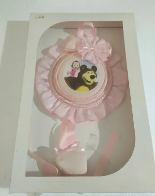 Fiocco nascita Masha e Orso rosa