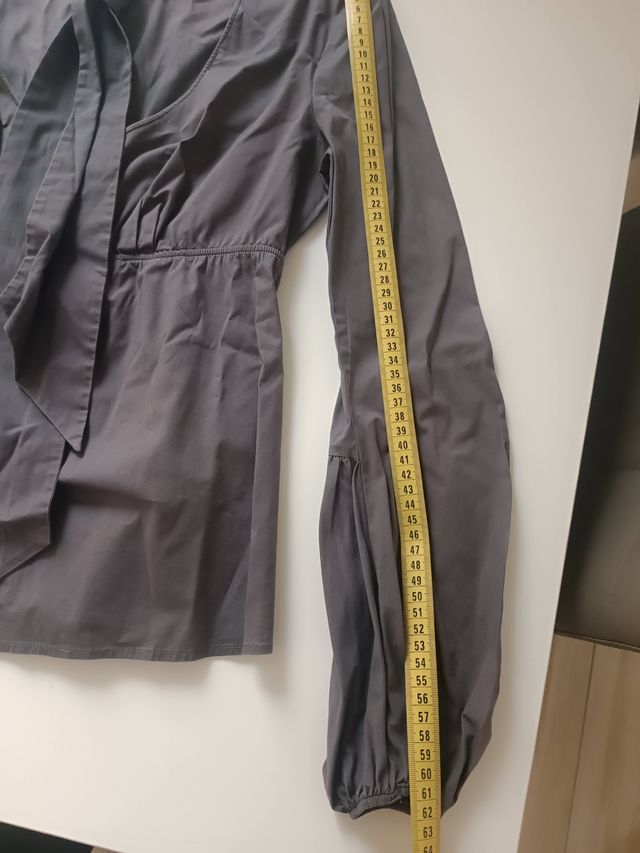 Blusa Benetton Grigia Maniche a Sbuffo Taglia M