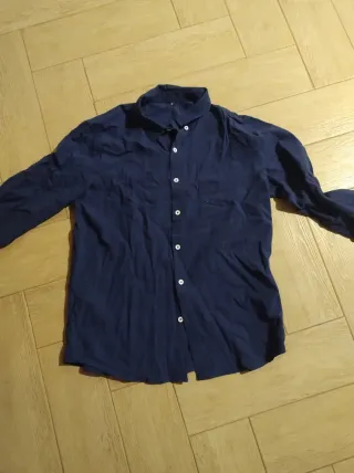 Camisa Algodón Efecto Lino Talla L Azul