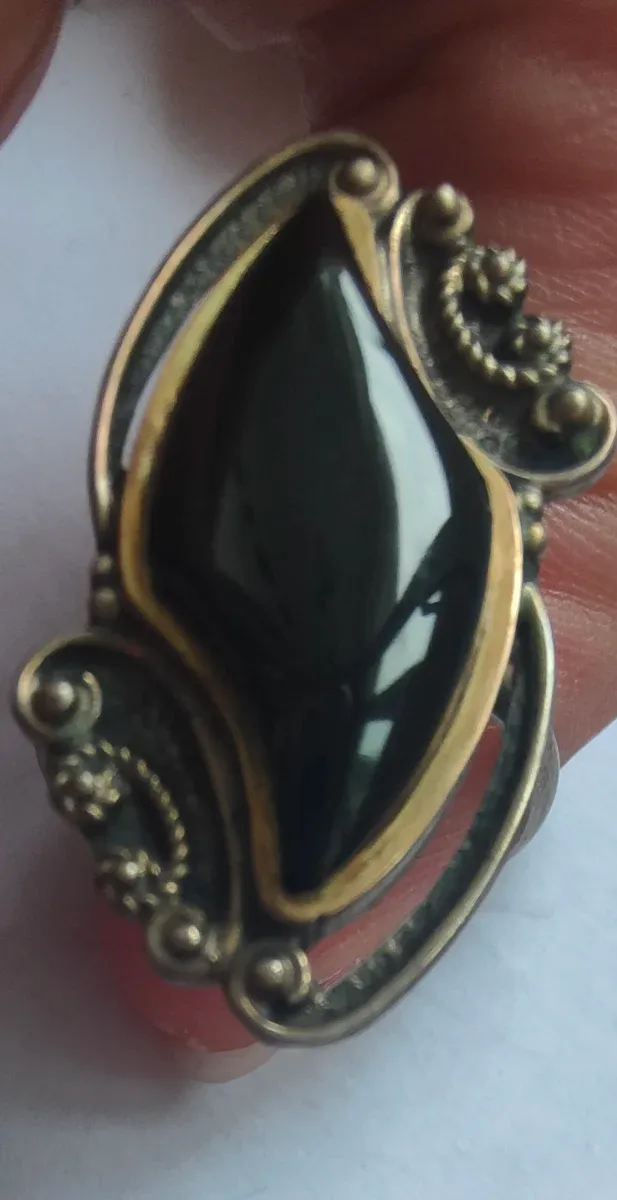 Anillo Plata Oro Azabache Talla 14-15